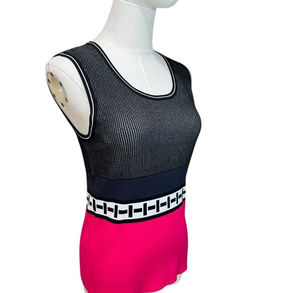 Carlisle Collection Sleeveless Colorblock Knit hto pink and black Tank top SZ:L - Picture 1 of 5